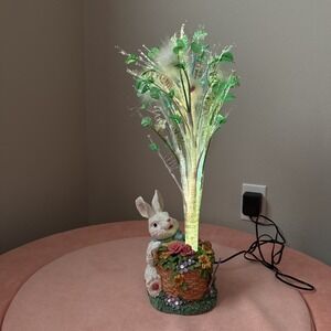 Vintage 18 Inch  Fiber Optic Tree With Easter Bunny Base With Original Box